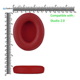 Geekria QuickFit Replacement Ear Pads for Beats Studio 2.0 (2nd Gen Bluetooth) Studio2 (B0501) Headphones Ear Cushions, Headset Earpads, Ear Cups Cover Repair Parts (Red)