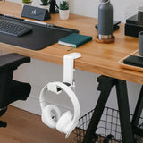 Geekria Under Desk Headphone Hook, 360° Rotating Headset Holder, Adjustable Desk Mount Hanger, Space Saving Gaming Headphone Holder Compatible with Sony, Bose, AKG, Sennheiser (White)