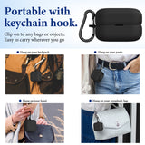 Geekria Silicone Case Cover Compatible with Sony LinkBuds Open WF-L910, True Wireless Earbuds, Protective Earphones Skin Cover with Keychain Hook, Charging Port Accessible (Black)