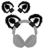 Geekria NOVA Headphone Beam Strap+Cat Ears Attachment Compatible with Bose, Sony, Skullcandy, Beats, Marshall Headphones, Easy DIY Installation, Comfortable & Stylish (Black / Black+White)