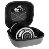 Geekria Shield Case for Large-Sized Over-Ear Headphones, Replacement Protective Hard Shell Travel Carrying Bag with Cable Storage, Compatible with Beyerdynamic MMX 300, HE400S (Microfiber Grey)