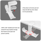 Geekria PC Gaming Dual Headphone Stand, Clip On Desk Headphone Holder, 360 Rotation Adjustable, Under Desk Headset Holder Compatible with Sennheiser, Bose, Beats, Razer, Sony (White)