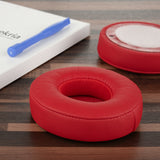 Geekria Replacement Ear Pads Compatible with Beats Solo 2 Wireless (B0534) (Not Compatible with Beats Solo 2 Wired) On-Ear Headphones Ear Cushions, Repair Parts (Red)