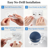 Geekria Acrylic Wall Mount Compatible with Echo Dot 3rd/4th/5th Gen, No-Drill Adhesive Speaker Holder Stand for Alexa Smart Speaker, Space Saving Wall Shelf (Clear)