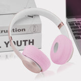 Geekria 2 Pairs Knit Headphones Ear Covers - Product Safety Certified - Washable & Stretchable Sanitary Earcup Protectors for On-Ear Headsets, Sweat Pads for Gym, Meeting (Size S / Pink)