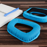 Geekria QuickFit Mesh Fabric Replacement Ear Pads for Logitech G930, G430, G432, G332, G35, F450 Headphones Ear Cushions, Repair Parts with Video Guide (Blue)