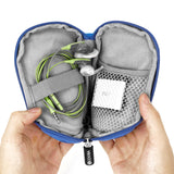 Geekria Shield Sports Earbuds Pouch, Earbuds Protective Case, In-Ear Headphones Travel Bag Compatible with Sony Walkman, Bose SoundSport, JBL EnduranceRUN, Plantronics, Sephia (Blue)