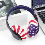 Geekria 2 Pairs  Flex Fabric Headphones Ear Covers - Product Safety Certified - Washable & Stretchable Earcup Protectors for Over-Ear Headsets, Sweat Pads for Gym (M/America Flag Pattern)