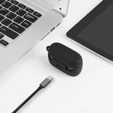 Geekria Silicone Case Cover Compatible with Jabra Elite 3 True Wireless Earbuds, Protective Earphones Skin Cover with Keychain Hook, Charging Port Accessible, Front LED Visible (Black)