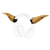 Geekria 3D Printed Demon Horns for Over Ear Headphones, Handmade Devil Headband, Adjustable Cosplay Accessory for Halloween & Dress Up Parties (Gold)