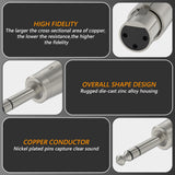 Geekria for Creators XLR Female to 1/4 Inch (6.35mm) TRS Male Microphone Cable Adapter, Compatible with Shure SM58, SM57, SM7B, MV7, PGA48, Behringer xm8500 Mic Cord Plug (Silver, 2 Pack)