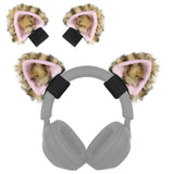 Geekria NOVA Headphone Beam Strap+Cat Ears Attachment Compatible with Bose, Sony, Skullcandy, Beats, Marshall Headphones, Easy DIY Installation, Comfortable & Stylish (Black / Leopard Print Pink)