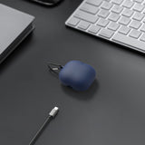 Geekria Silicone Case Cover Compatible with Soundcore by Anker Liberty 4 Pro True Wireless Earbuds, Protective Earphones Skin Cover with Keychain Hook, Charging Port Accessible (Blue)