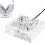 Geekria Headphones Charging Stand for Apple AirPods Max/AirPods Max 2 (USB-C), Acrylic Charging Dock, Base with Sleep Power Saving Mode (Transparent)