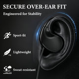 Geekria USB-C Sport Earbuds with DIY Sticker Pack, Wired Over-Ear Hook Headphones, Secure Fit Sweat-Resistant Earphones for Running, Gym, Workout(Black / 3.9FT)