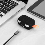 Geekria Silicone Case Cover Compatible with Skullcandy DIME 3 True Wireless Earbuds, Protective Earphones Skin Cover with Keychain Hook, Charging Port Accessible, Front LED Visible (Black)