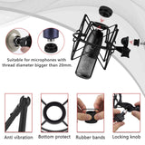 Geekria for Creators Microphone Shock Mount Compatible with AKG P120, P220, P820, Mic Anti-Vibration Suspension Adapter Clamp Mic Holder Clip (Black / Metal)