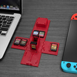 Geekria Game Card Case Compatible with Nintendo Switch, Large Capacity Game Card Organizer with 16 Game Card Slots, Deformable Expandable Game Card Holder, Cube Portable Card Storage Box (Red)