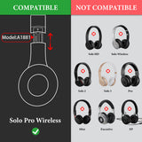 Geekria QuickFit Replacement Ear Pads for Beats Solo Pro (A1881) Headphones Ear Cushions, Headset Earpads, Ear Cups Cover Repair Parts (Grey)