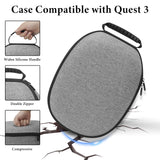 Geekria Shield VR Hard Carrying Case for Meta Quest 3, Shockproof and Scratch-Resistant VR Travel Storage Bag, Fits Accessories, Portable Protective Case for Home or On-the-Go (Grey)
