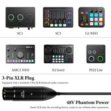 Geekria 48V XLR Lavalier Microphone, Omnidirectional Mic, HD Noise Reduction, Compatible with FIFINE SC3, MAONO G1 NEO Gaming Audio Mixer, Suitable for Camcorders, Recorder (Black / 4.9 FT)