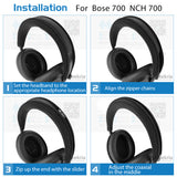 Geekria Flex Fabric Headband Cover Compatible with Bose 700 UC, 700, NCH 700, NC 700 Noise Cancelling Headphones, Head Cushion Pad Protector, Replacement Repair Part, Sweat Cover (Black)