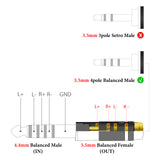 Geekria 4.4mm Male to 3.5mm Balanced Female Headphones Adapter for 3.5mm 4-Pole Cable Connected to Balanced 4.4mm Player Device, Aluminum Alloy Conversion Audio Plug, Gold Plated Adapter