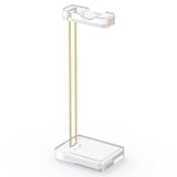 Geekria Headphone Stand for Desk, Clear Acrylic Headset Stand with Gold Metal Accent, Gaming Headphone Holder, Universal Desktop Display Stand for Over-Ear Headphones