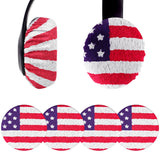 Geekria 2 Pairs  Flex Fabric Headphones Ear Covers - Product Safety Certified - Washable & Stretchable Earcup Protectors for Over-Ear Headsets, Sweat Pads for Gym (M/America Flag Pattern)