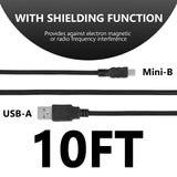 Geekria for Creators Mini-USB to USB Microphone Cable 10 ft / 300 CM, Compatible with HyperX QuadCast SAMSON Meteor, Audio-Technica AT2005USB, FIFINE K690, K678 Balanced Mic Cord (Black)