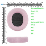 Geekria NOVA Mesh Fabric Replacement Ear Pads for Beach Stealth 400, 500X, 700X, 420X, Ear Force XO SEVEN, XP500, PX5, PX4, X42 Headphones Ear Cushions, Ear Cups Cover Repair Parts (Pink)
