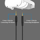 Geekria VR Short Audio Cable Compatible with Oculus Quest 2, HTC Virtual Reality Headset, 3.5mm Male to 2.5mm Male Cord, Replacement Cable for VR Headphones (1ft / 25cm)