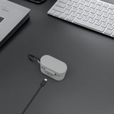 Geekria Silicone Case Cover Compatible with Sony WF-1000XM6 (Model YY2985) True Wireless Earbuds, Protective Earphones Skin Cover with Keychain Hook, Charging Port Accessible (Grey)