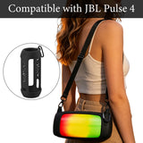 Geekria Silicone Carrying Case Compatible with JBL Pulse 4 Speaker, RGB Light Visible Protective Cover with Shoulder Strap & Carabiner, Shockproof Anti-Slip Outdoor Travel Sleeve (Black)