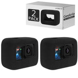 Geekria for Creators Windslayer Cover Wind Muff Compatible with GoPro Hero 13, 12, 11, 10, 9 Action Camera, Housing Frame Case, Video Noise Reduction Sponge Accessories (Black / 2 Pack)