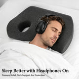 Geekria Headphone Sleep Pillow, Comfort Sponge with Removable Washable Cover, Compatible with 3M WorkTunes Connect Wireless, PROHEAR 037, Honeywell Howard Leight Impact Sport Headphones