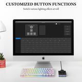 Geekria USB Mini 4-Key + Knob Keyboard, One-Handed Mechanical Gaming Keyboard. Customizable Key Function RGB Silent Red Axis Keyboard, Compatible with Windows Xp/7/8/10/11 and Mac OS