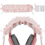 Geekria Cute Bow Headband Cover for Gaming Headset & Over-Ear Headphones, Compatible with Sony, Sennheiser, HyperX and More, Decorative Soft Padded Sleeve (Pink)