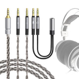 Geekria Apollo Silver-Plated Copper Upgrade Audio Cable Compatible with VZR Model One/MKII Gaming Headset, 3.5mm (1/8'') to Dual 3.5mm Replacement Headphones Cord (4.9 ft / 1.5 m)