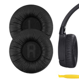 Geekria QuickFit Leatherette Replacement Ear Pads for JBL JR300, JR300BT, T450BT, T500BT, Tune 500, Tune 500BT, Tune 510BT, Tune 520 Headphones, Ear Cushions with Video Guide (Black)