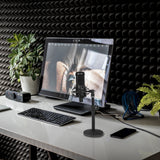 Geekria for Creators Telescoping Tabletop Microphone Stand, Adjustable Desk Mic Holder with Weighted Base, Compatible with TONOR TC-777, TC30, TC20, Shure Sm57, Sm58, SAMSON Q2U