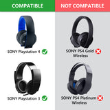 Geekria Protein Leather Headband Pad Compatible with Sony PlayStation Gold Wireless Stereo Headset Playstation 4, PS3 (CECHYA-0083) Headphones, Replacement Band Repair Part (Black)