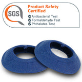 Geekria 2 Pairs Knit Headphones Ear Covers - OEKO-TEX & SGS Product Safety Certified - Washable & Stretchable Earcup Protectors for Over-Ear Headsets, Sweat Pads for Gym (Size M / Blue)