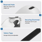 Geekria Touch Controller Grip Cover Compatible with Meta Quest 2, VR Anti-Throw Handle Silicone Sleeve with Adjustable Hand Strap, Controller Caps (White)