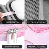 Geekria NOVA Shield Earbuds Case Compatible with Apple AirPods Pro2/Pro/4/3/2/1 True Wireless Earbud, Replacement Hard Shell Travel Carrying Bag with Carabiner Clip Portable (Pink)