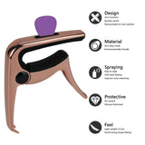 Geekria 3IN1 Guitar Capo, Zinc Alloy Metal Capo for Acoustic and Electric Guitars, Ukulele, Mandolin, Classical Guitar Accessories (Rose Gold)