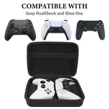 Geekria Two Controllers Travel Carrying Bag Compatible with Sony PS5 DualSense, DualShock 2/4, Xbox One, Series X, 8BitDo Pro2, Protective Storage with Internal Mesh Pocket (Black)