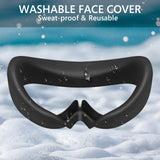 Geekria Sweat Proof Silicone Face Cover Pad Compatible with Pico Neo 4 Protective Lens Cover Accessories, Washable Lightproof Anti-Leakage Fit for Pico Neo 4, Replacement Accessories (Black)