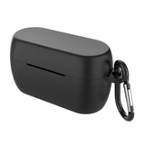 Geekria Silicone Case Cover Compatible with Jabra Elite 3 True Wireless Earbuds, Protective Earphones Skin Cover with Keychain Hook, Charging Port Accessible, Front LED Visible (Black)