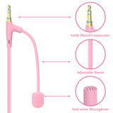 Geekria NOVA Boom Mic Headphones Cable Compatible with Sony, Skullcandy, Beats, JBL, 3.5mm Jack Replacement Cord for Gaming & Meeting (5.6ft / Pink)